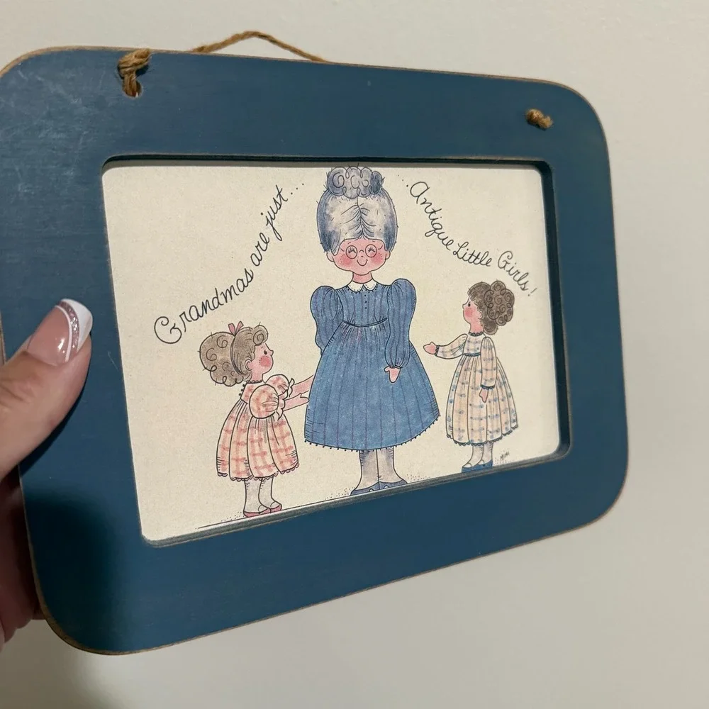 Grandmas Are Just Antique Little Girls Mini Framed Picture Cottagecore